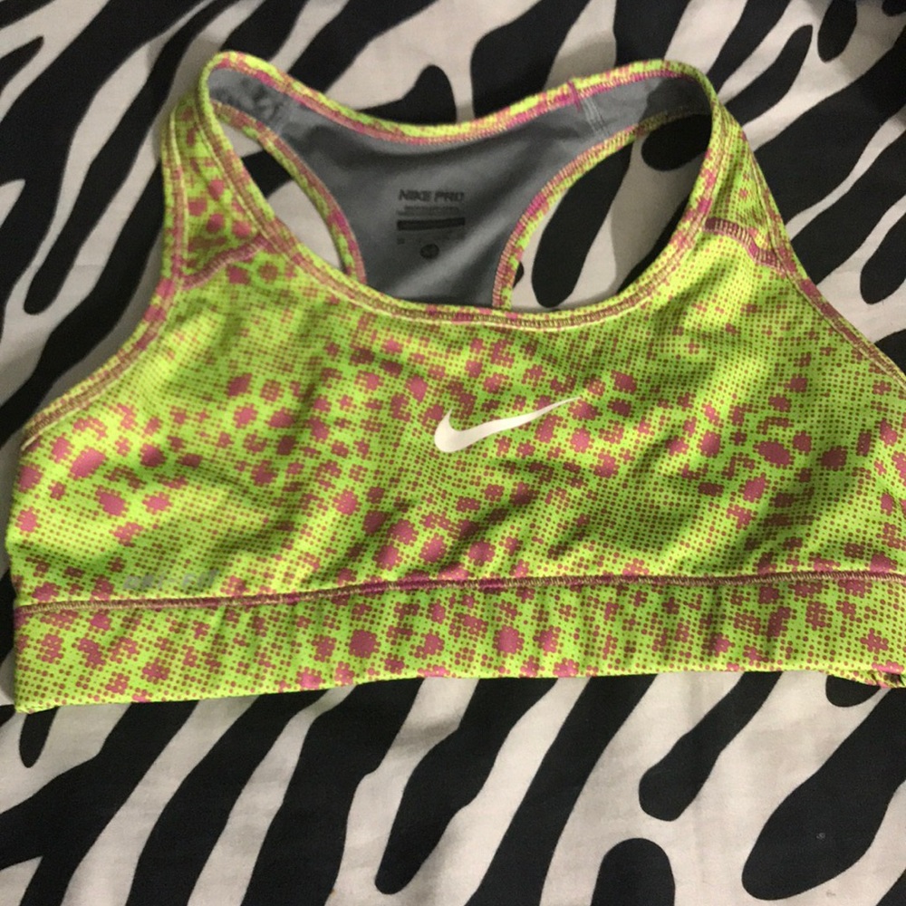 Pink & Green Nike Sport Bra